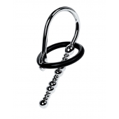 Серебристый уретральный плаг-бусины TOYFA Metal с мягким фиксириющим кольцом - ToyFa - купить с доставкой в Волжском