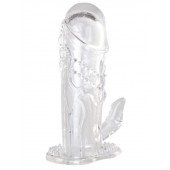 Прозрачная гелевая насадка с клиторальным отростком - 13 см. - Toyfa Basic - в Волжском купить с доставкой