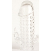 Гелевая прозрачная насадка с 2 отростками - 13 см. - Toyfa Basic - в Волжском купить с доставкой