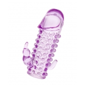 Закрытая фиолетовая насадка с 2 отростками - 13 см. - Toyfa Basic - в Волжском купить с доставкой