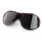 Чёрная перфорированная маска из кожи с красной строчкой - БДСМ Арсенал - купить с доставкой в Волжском