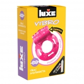 Розовое эрекционное виброкольцо Luxe VIBRO  Ужас Альпиниста  + презерватив - Luxe - в Волжском купить с доставкой