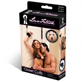 Черные фиксаторы с креплением к двери - Lux Fetish - купить с доставкой в Волжском
