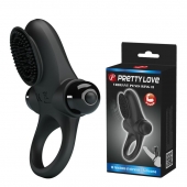 Черное эрекционное виброкольцо в клиторальной щеточкой Vibrant Penis Ring II - Baile - в Волжском купить с доставкой