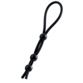 Черное лассо на пенис с тремя бусинами - A-toys - в Волжском купить с доставкой