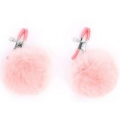 Зажимы для сосков с розовым пушком - Notabu - купить с доставкой в Волжском