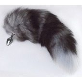 Серебристая анальная пробка с пушистым хвостом - Sitabella - купить с доставкой в Волжском