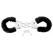 Меховые чёрные наручники Beginner s Furry Cuffs - Pipedream - купить с доставкой в Волжском