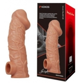 Телесная насадка на фаллос с отверстием для мошонки EXTREME SLEEVE - 17,6 см. - KOKOS - в Волжском купить с доставкой