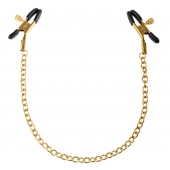 Чёрные с золотом зажимы на соски Gold Chain Nipple Clamps - Pipedream - купить с доставкой в Волжском
