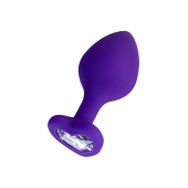 Фиолетовая анальная втулка Diamond Heart с прозрачным кристаллом - 8 см. - ToyFa - купить с доставкой в Волжском