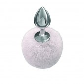 Серебристая анальная пробка с белым пушистым хвостиком Twinkle - Lola Games - купить с доставкой в Волжском