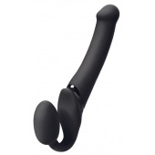 Черный безремневой вибрострапон Silicone Bendable Strap-On M - Strap-on-me - купить с доставкой в Волжском