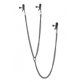 Черные зажимы на соски и клитор на цепочке DELUXE NIPPLE   CLIT CLAMPS - Dream Toys - купить с доставкой в Волжском
