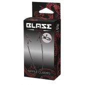 Черные зажимы на соски на цепочке BLAZE DELUXE NIPPLE CLAMPS - Dream Toys - купить с доставкой в Волжском