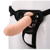 Черные трусики с телесной насадкой STRAP ON REAL DILDO - 21 см. - Dream Toys - купить с доставкой в Волжском