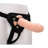 Черные трусики с телесной насадкой STRAP ON REAL DILDO - 21 см. - Dream Toys - купить с доставкой в Волжском