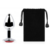 Серебристая анальная пробка с красным стразом - 7,2 см. - Anal Jewelry Plug - купить с доставкой в Волжском