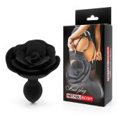 Черная гладкая анальная втулка-роза - Notabu - купить с доставкой в Волжском