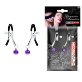 Оригинальные зажимы на соски с фиолетовыми шариками - Notabu - купить с доставкой в Волжском