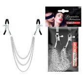 Оригинальные зажимы на соски с тройной цепочкой - Notabu - купить с доставкой в Волжском