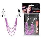 Оригинальные зажимы на соски с тройной розовой цепочкой - Notabu - купить с доставкой в Волжском