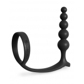 Черная анальная цепочка с эрекционным кольцом Ass-gasm Cockring Anal Beads - Pipedream - в Волжском купить с доставкой