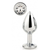 Серебристая анальная втулка с прозрачным кристаллом - 7,1 см. - Dream Toys - купить с доставкой в Волжском