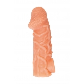 Телесная закрытая насадка с венками Cock Sleeve Size L - 17,6 см. - KOKOS - в Волжском купить с доставкой