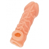 Телесная закрытая насадка с венками Cock Sleeve Size L - 17,6 см. - KOKOS - в Волжском купить с доставкой