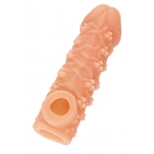 Телесная закрытая насадка с пучками шишечек Cock Sleeve Size S - 13,8 см. - KOKOS - в Волжском купить с доставкой