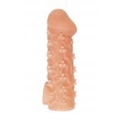 Телесная закрытая насадка с пучками шишечек Cock Sleeve Size M - 15,6 см. - KOKOS - в Волжском купить с доставкой