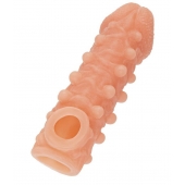 Телесная закрытая насадка с шариками Cock Sleeve Size L - 17,6 см. - KOKOS - в Волжском купить с доставкой