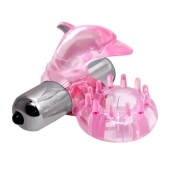 Розовое виброкольцо-дельфин с шипами - Baile - в Волжском купить с доставкой