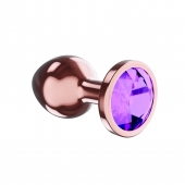 Пробка цвета розового золота с фиолетовым кристаллом Diamond Amethyst Shine S - 7,2 см. - Lola Games - купить с доставкой в Волжском