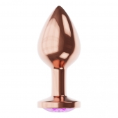 Пробка цвета розового золота с фиолетовым кристаллом Diamond Amethyst Shine S - 7,2 см. - Lola Games - купить с доставкой в Волжском