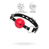 Красный кляп-шар на черных ремешках - ToyFa - купить с доставкой в Волжском