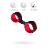 Красно-черные велюровые наручники Anonymo - ToyFa - купить с доставкой в Волжском