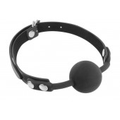 Черный силиконовый кляп-шарик на ремешках - Fetish Tentation - купить с доставкой в Волжском