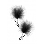 Зажимы на соски с черными пуховыми кисточками Sweet Caress Feather Nipple Clumps - Sweet Caress - купить с доставкой в Волжском