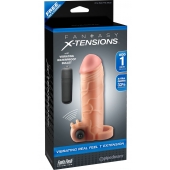 Телесная вибронасадка с кольцом  Vibrating Real Feel 1 Extension - 14 см. - Pipedream - в Волжском купить с доставкой