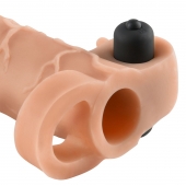 Телесная вибронасадка с кольцом Vibrating Real Feel 2 Extension - 16 см. - Pipedream - в Волжском купить с доставкой