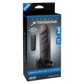 Чёрная вибронасадка с кольцом Vibrating Real Feel 2 Extension - 16 см. - Pipedream - в Волжском купить с доставкой