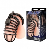 Черная металлическая клетка с замком Deluxe Chastity Cage - BlueLine - купить с доставкой в Волжском