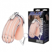Серебристая металлическая клетка с анальным стимулятором Cock Cage - BlueLine - купить с доставкой в Волжском
