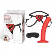 Красный поясной фаллоимитатор Red Heart Strap on Harness   5in Dildo Set - 12,25 см. - Lux Fetish - купить с доставкой в Волжском