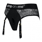 Черные трусики для насадок Diva Lingerie Harness - size M - Strap-on-me - купить с доставкой в Волжском