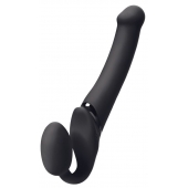 Черный безремневой вибрострапон Silicone Bendable Strap-On - size XL - Strap-on-me - купить с доставкой в Волжском