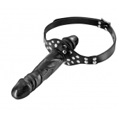 Черный кляп-фаллоимитатор Double Penis Gag - Fetish Tentation - купить с доставкой в Волжском