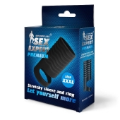 Черная открытая насадка на пенис с кольцом для мошонки XXXL-size - 9,9 см. - Sex Expert - в Волжском купить с доставкой